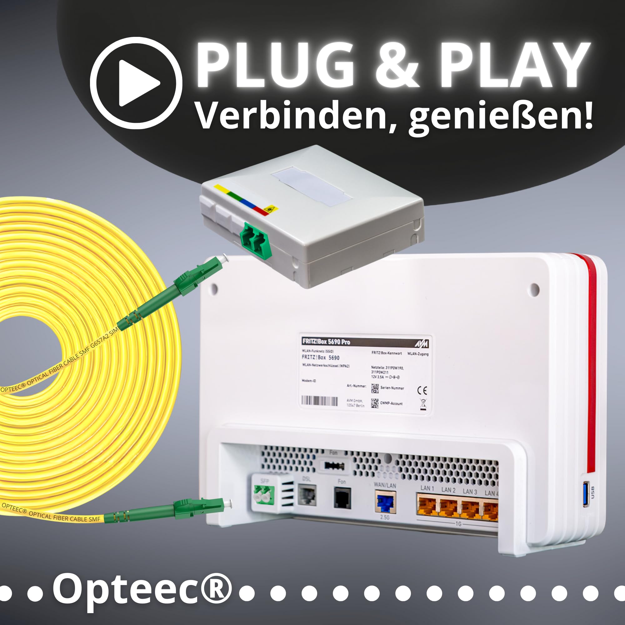 Câble Fibre Optique Blindé - 70M - Rallonge/Jarretière - LC/APC à LC/APC Renforcé - Simplex Monomode - Garantie 10 Ans - Jaune (70M)