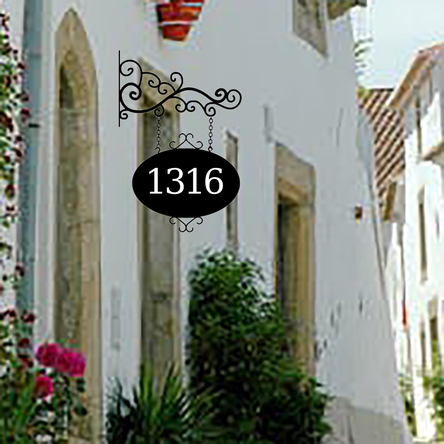 Letrero De Dirección Personalizado Con Soporte De Pared, Números De Casa Hierro, Números Dirección Negros, Letreros Colgantes Metal Con Tornillos Para Casa Jardín, Agregue Su Texto De Doble Cara