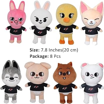 RHEETADA 8 PCS Skzoo Plushies Toys Set 8 Inches Cute Stuffed Animals Toy SKZ for Fans Boys and Girls