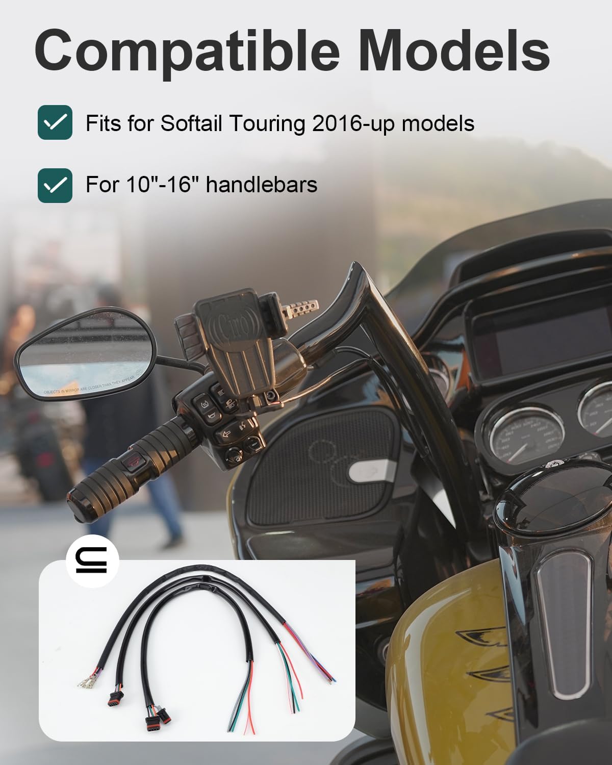 MoKitDora CAN-Bus Wire Extension & TBW Wire Harness for 10”-16” Handlebar Compitable with Harley 2016-2023 Softail Touring Street Electra Road Glide King