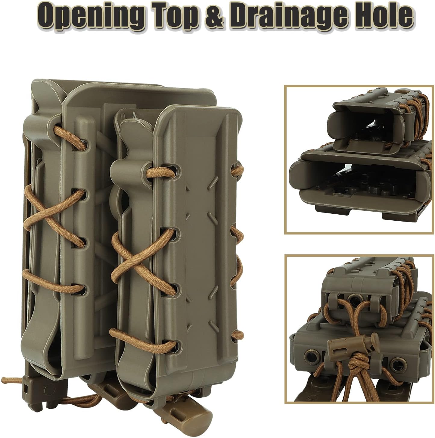Magazine Pouches 5.56/7.72mm + 9mm/45APC Pistol Mag Pouch Magazine Holster for M4 M14 M16 AK AR Glock M1911 with 2 Clips (Tan)