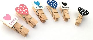 LWR CRAFTS Wooden Mini Clothespins Love and Heart 24 Pieces and Jute Cord 8 Ft (B)