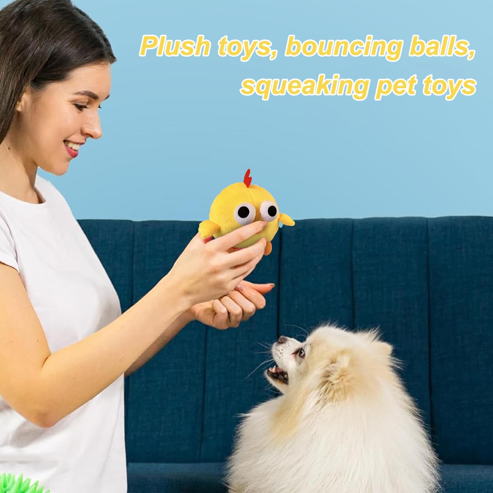 Interactieve Stuiterbal Voor Honden – Pluche Kip Met Geluid, Oplaadbaar, Beweegt Vanzelf – Leuk Voor Kleine & Middelgrote Honden En Katten
