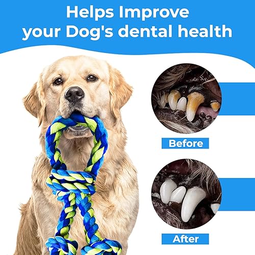 Miniatura 3 de Stride Juguetes grandes para perros, juego de 9, juguetes de cuerda para perros, juguetes resistentes para masticadores agresivos, juguetes