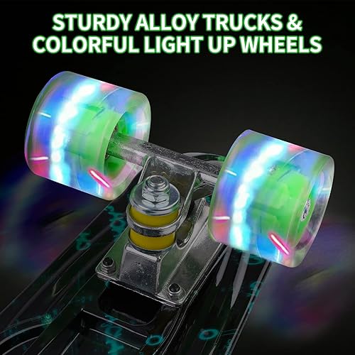 Miniatura 3 de Patinetas, 22" Patineta Completa, Mini Cruiser Skateboard para Niños Niñas Adolescentes Principiantes con Coloridas Ruedas Intermitentes Herramienta