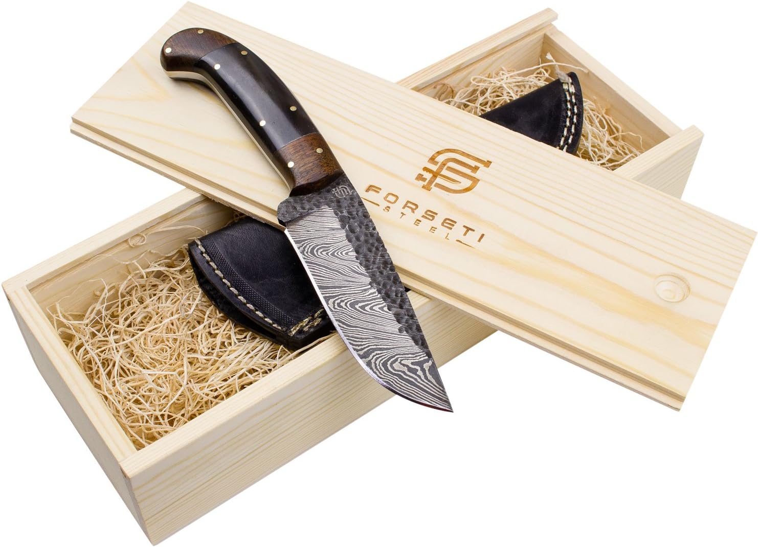 Forseti Steel Witches Blade,Handmade Damascus Steel Hammered Knife