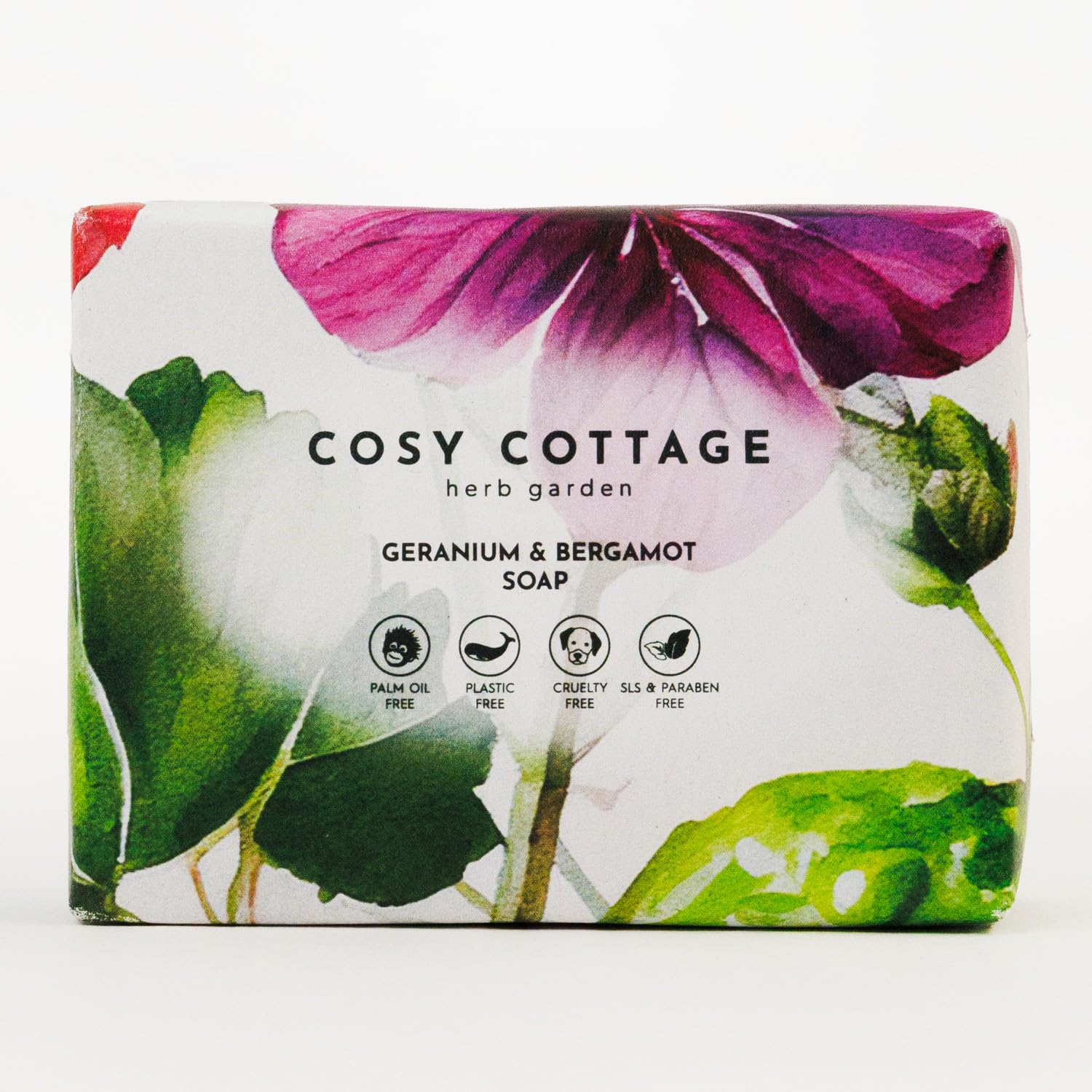 Cosy Cottage Herb Garden Geranium & Bergamot Soap Bar 120g, Cranberry, 120 g (Pack of 1)