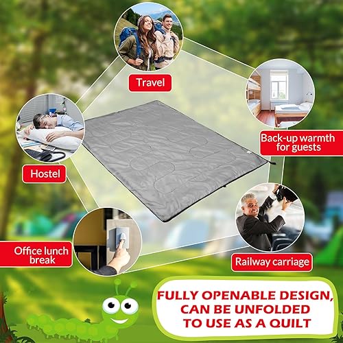 Miniatura 6 de Macarrie Paquete de 12 sacos de dormir para adultos, para clima cálido y frío, saco de dormir para niños sin hogar, ligero, impermeable, saco de