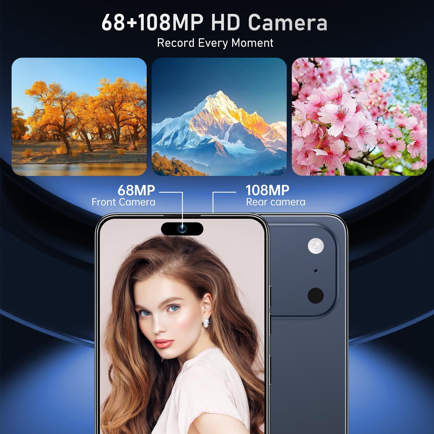 17 PMAX 12GB+512GB Smartphone Unlocked Cell Phone,6.99" HD Screen Android 15 5G Phones,Battery 7000mAh Unlocked The Phone,Fingerprint Button Unlock/GPS/Face ID/Dual SIM/5G (Deep Blue)
