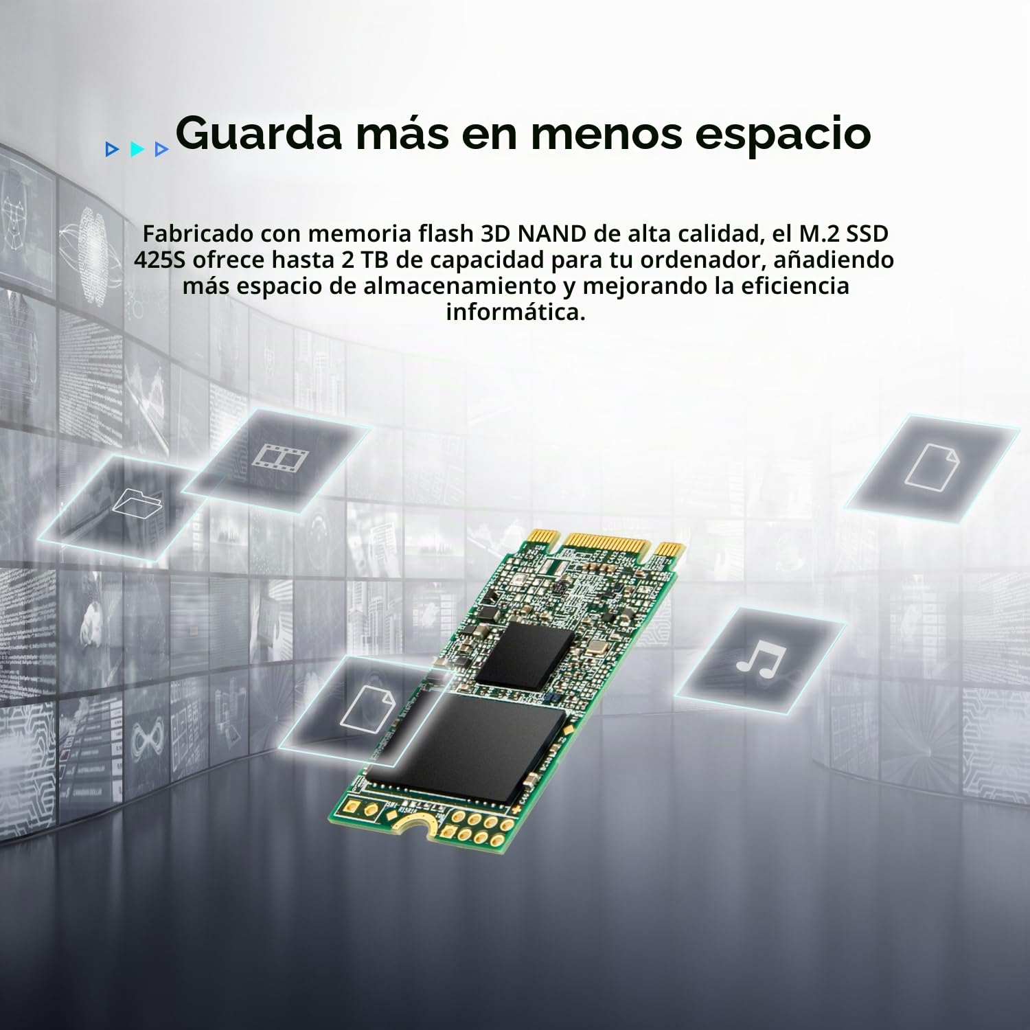 Transcend SSD 425S 250GB 42mm SATA III SSD Interno 3D NAND para Actualización de Portátil/Escritorio - TS250GMTS425S