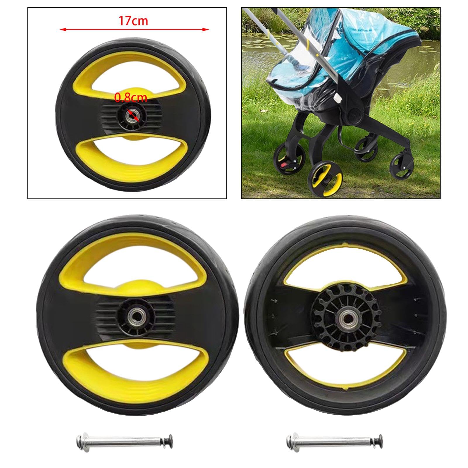 1 Paire de Roues de Rechange pour Poussette, Diamètre 13,5 Cm, en Caoutchouc pour Landau, Roue arrière