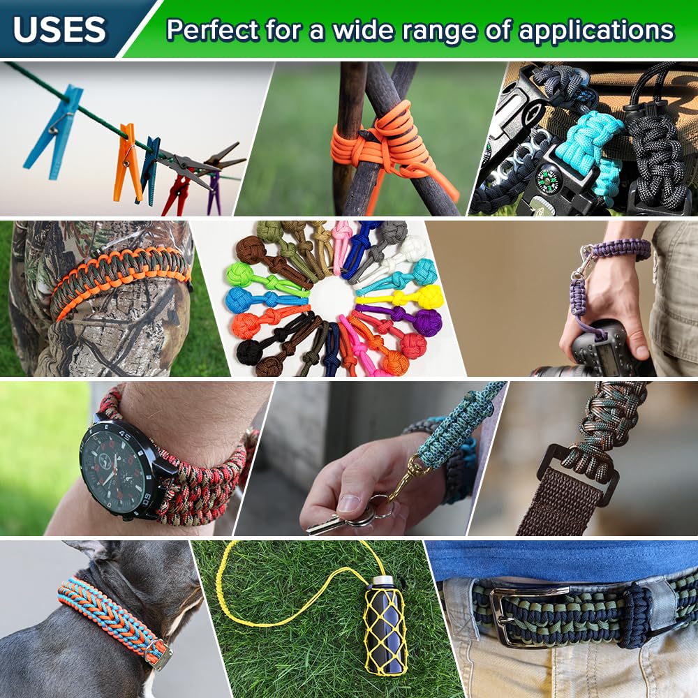 Paracord Planet Typ III 550 Paracord – 600+ Farben – Stränge von 3 - 30 m und Spulen von 70 - 300 m – perfekt für Innen- und Außenbereich, und DIY-Projekte