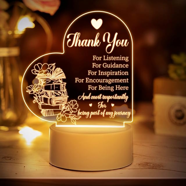 Teacher Appreciation Gifts, Acrylic Night Light Best Teacher Gifts for Women, Ideal Anniversary Valentines Day Presents Birthday Gifts for Teachers, Thank You Retirement Year End Gifts for Any Teacher