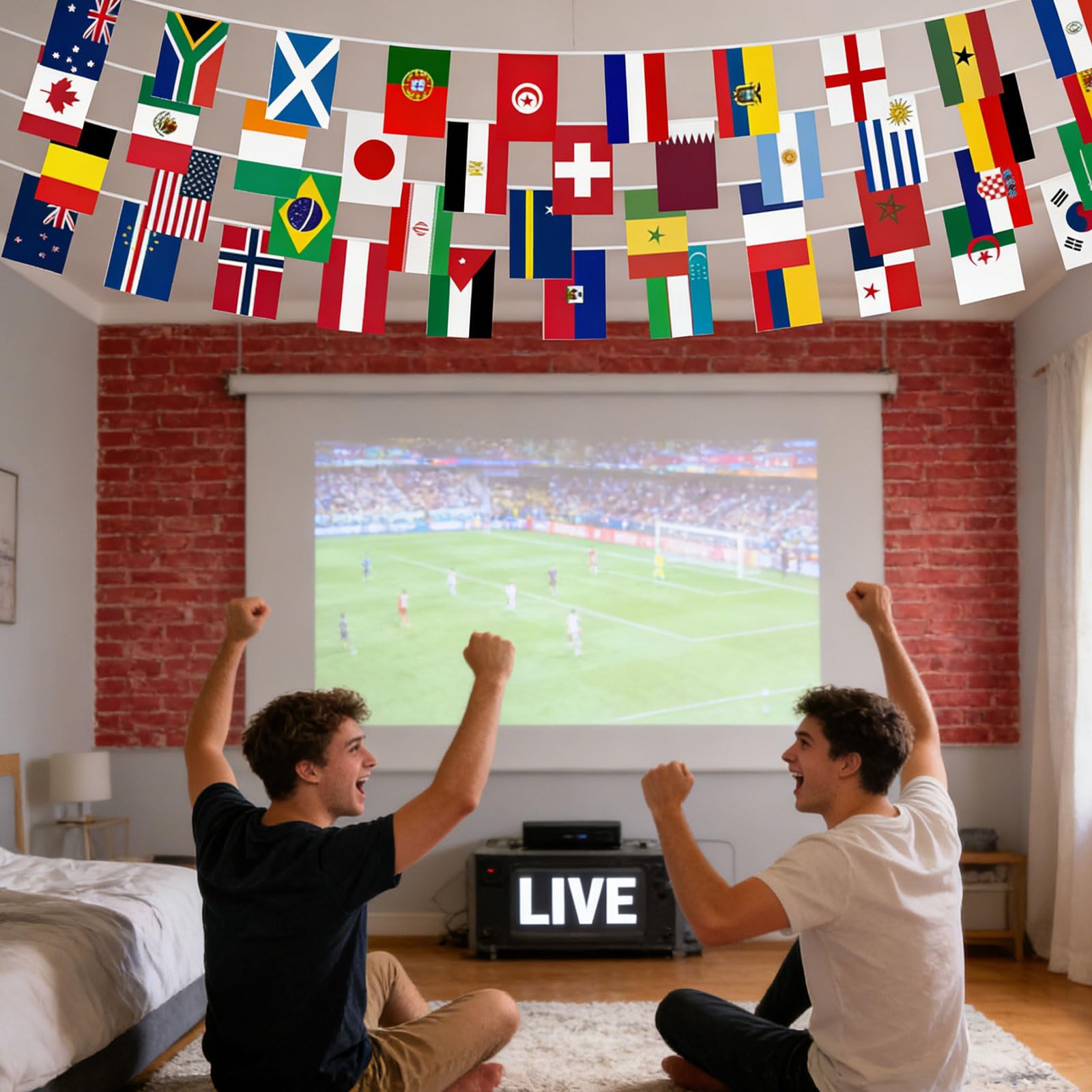 decoración de WM, banderines de fútbol 2026, Guirnalda de Banderas de 42 países para Fiestas y el Campeonato Mundial - 4