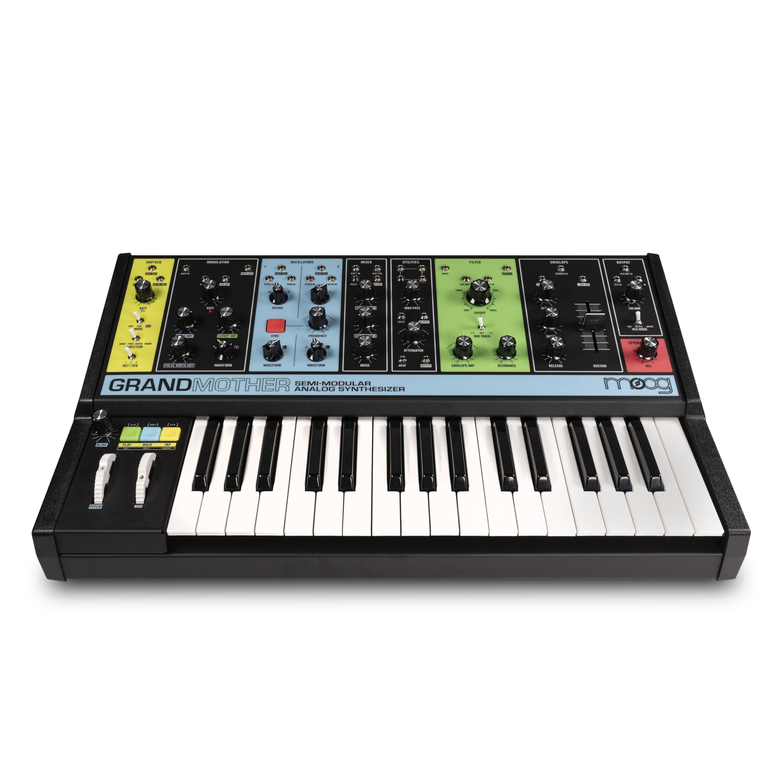 MOOG Grandmother Synthétiseur Analogique Semi-Modulaire à Clavier 32 Touches, Arpégiateur Intégré, Séquenceur et Tank de Réverbération à Ressort