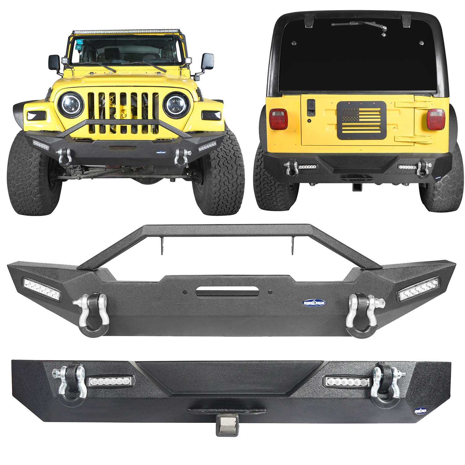 Buy uBox for Jeep Wrangler TJ 19972006 Front and Rear Bumper Combo Kit w/Winch Plate & Hitch