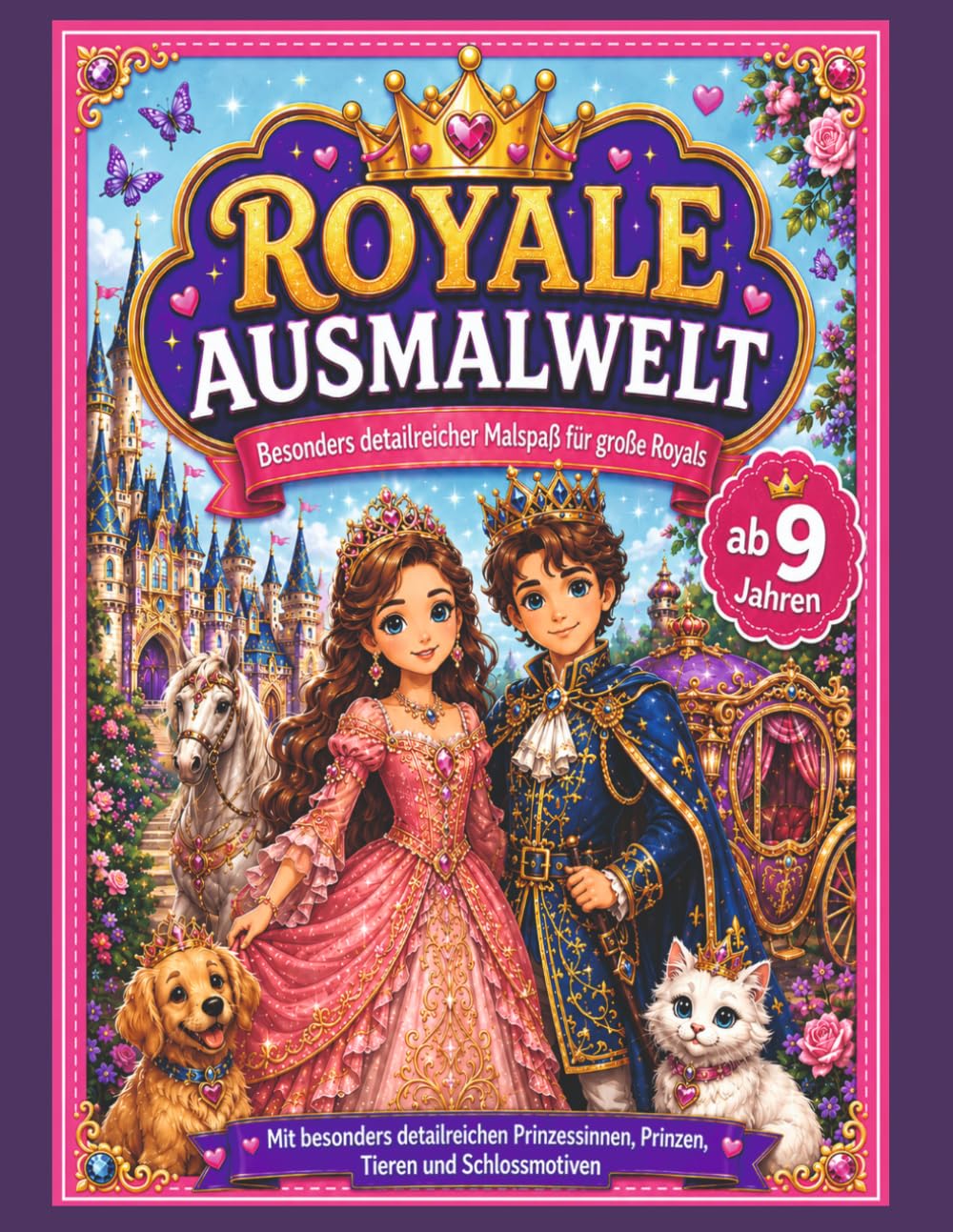 Royale Ausmalwelt: Detailreicher Malspaß für große Royals ab 9 Jahren – mit Prinzessinnen, Prinzen, Tieren, Kutschen und Schlossmotiven