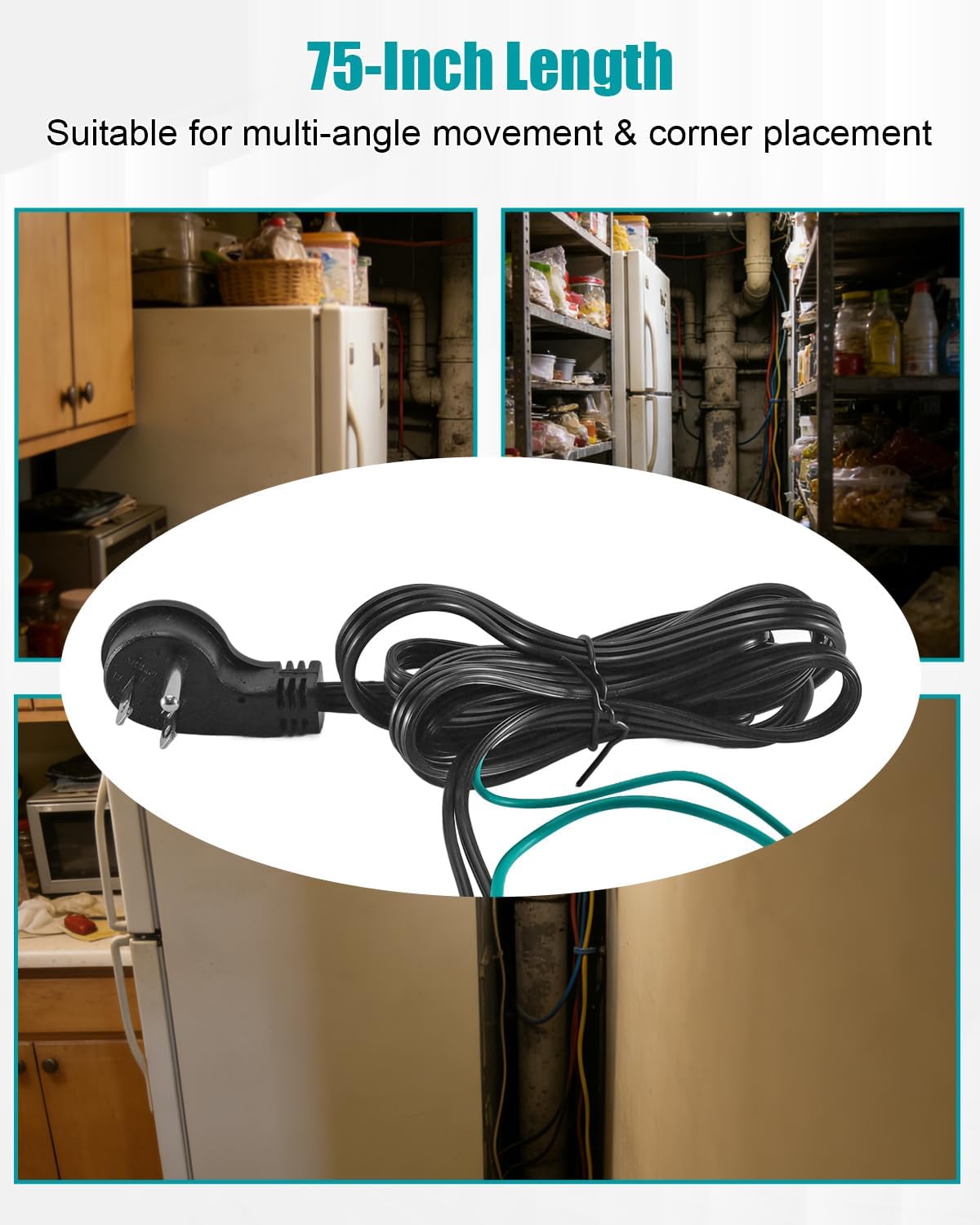 241516904 Refrigerator Power Cord Fit for Arctic Air Crosley Electrolux Frigidaire Gibson Kelvinator Tappan Westinghouse Freezer, Refrigerator Line Replace 241516901
