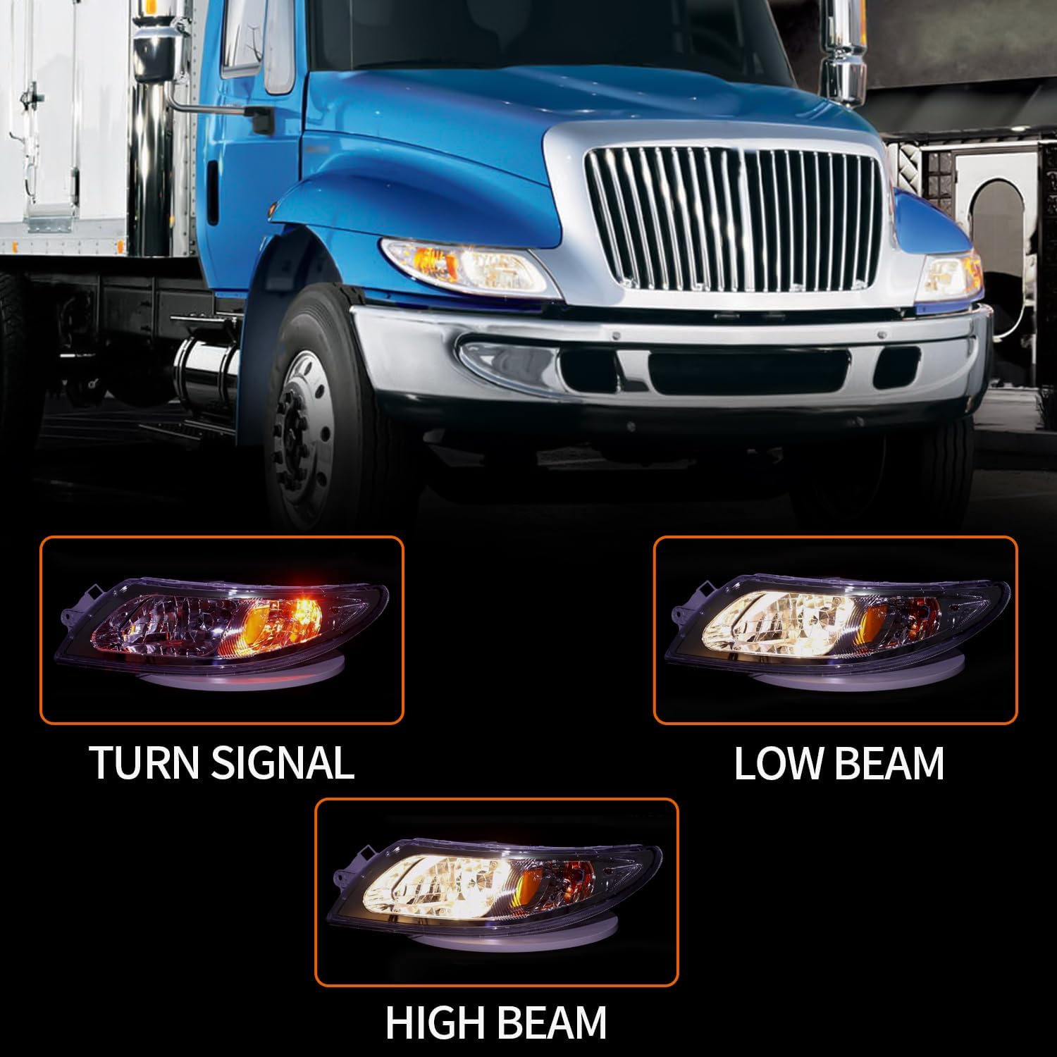 Headlights Assembly Fit for International Durastar 4200 4300 4400 4900 Truck,2002-2018 International 4300 Headlight Headlamp PairPair Driver (Left Side) and Passenger (Right Side)