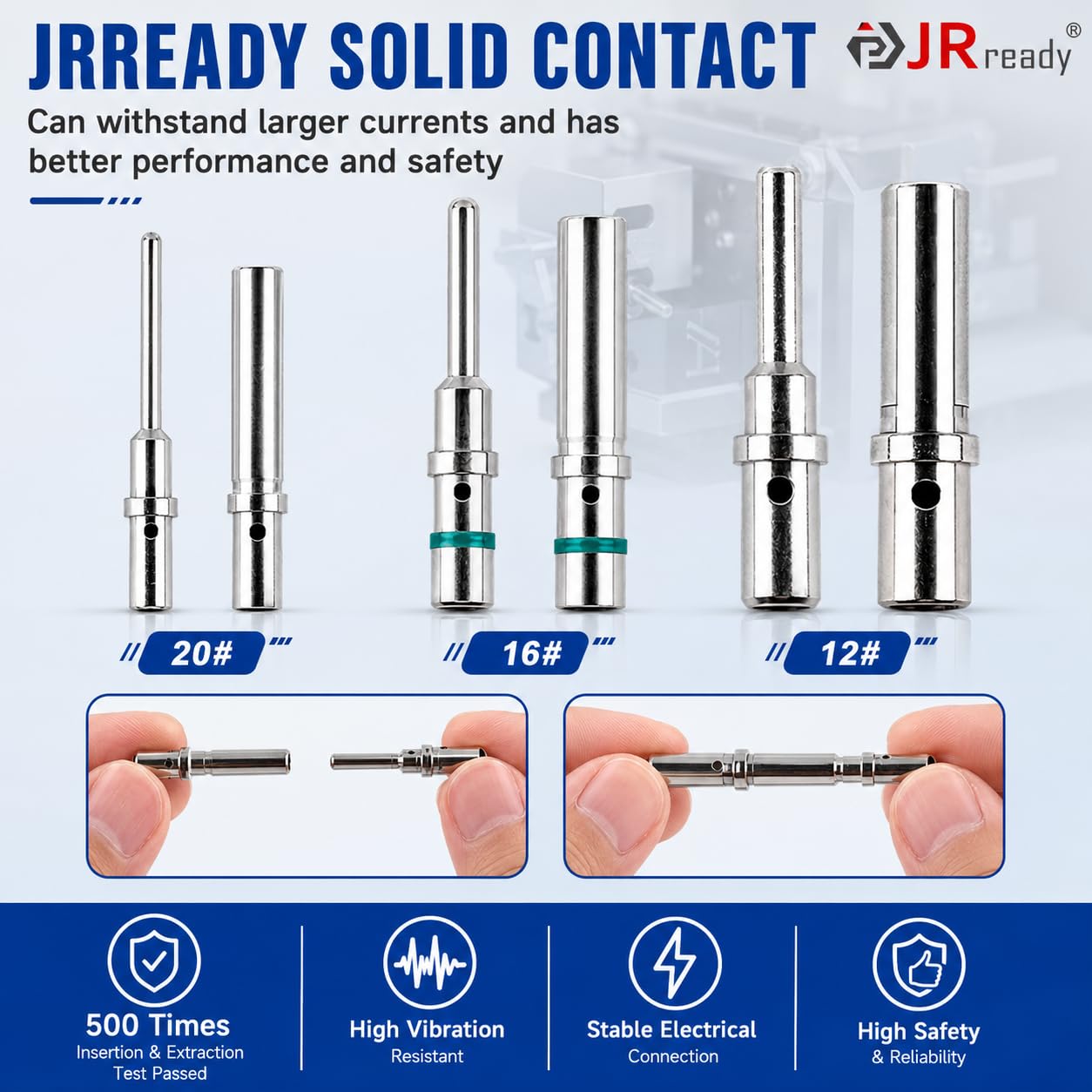 JRready Deutsch DTP contactos sólidos Pin & Soc Tamaño 12, ST6294-050 DTP Series Kit de terminales de conectores eléctricos, Pin 0460-204-12141/Socket 0462-203-12141 Calibre de cable de terminal