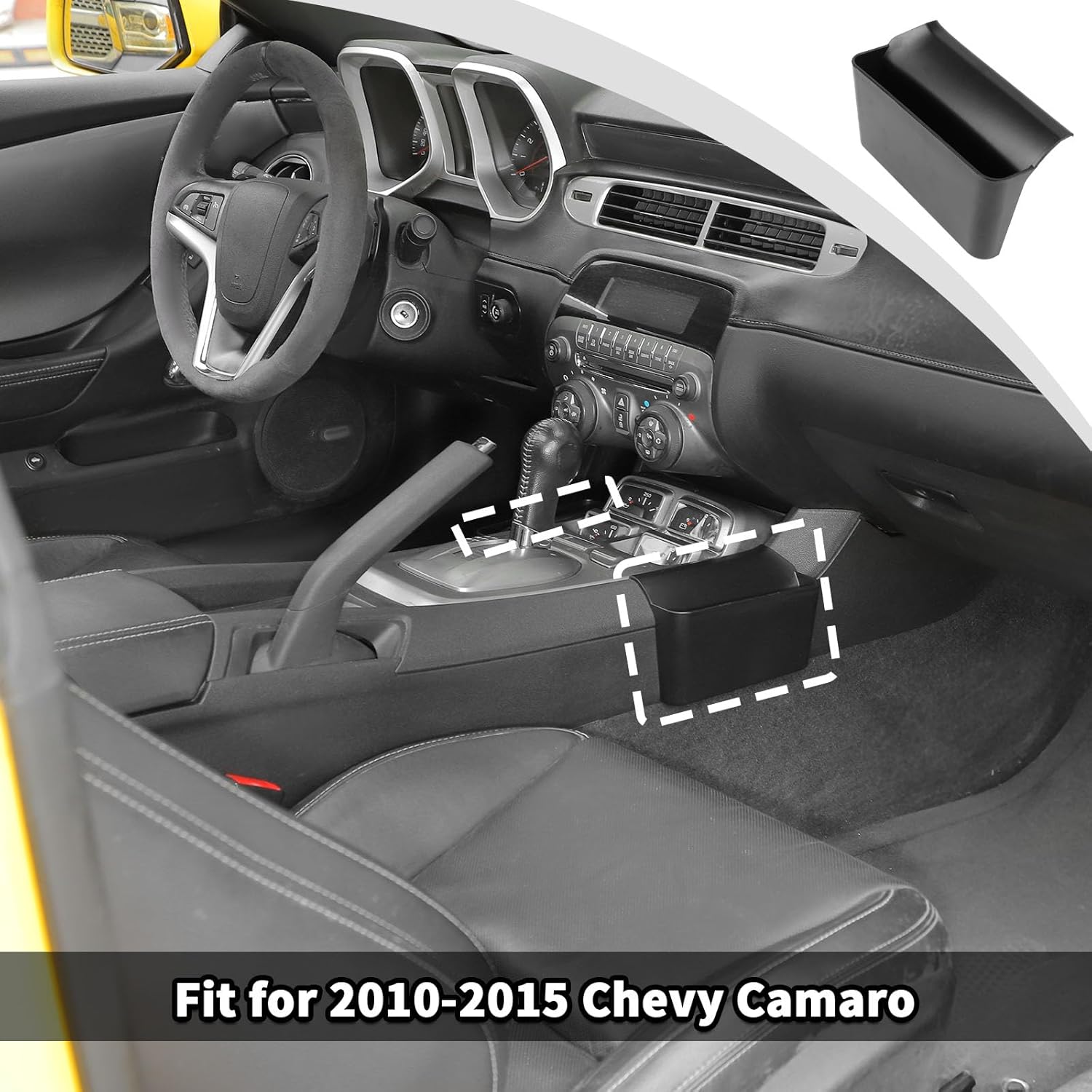 JWWY Gear Shift Shifter Storage Box Tray Organizer Compartment Fit for 2010-2015 Chevy Camaro Interior Accessories Black 2PCS