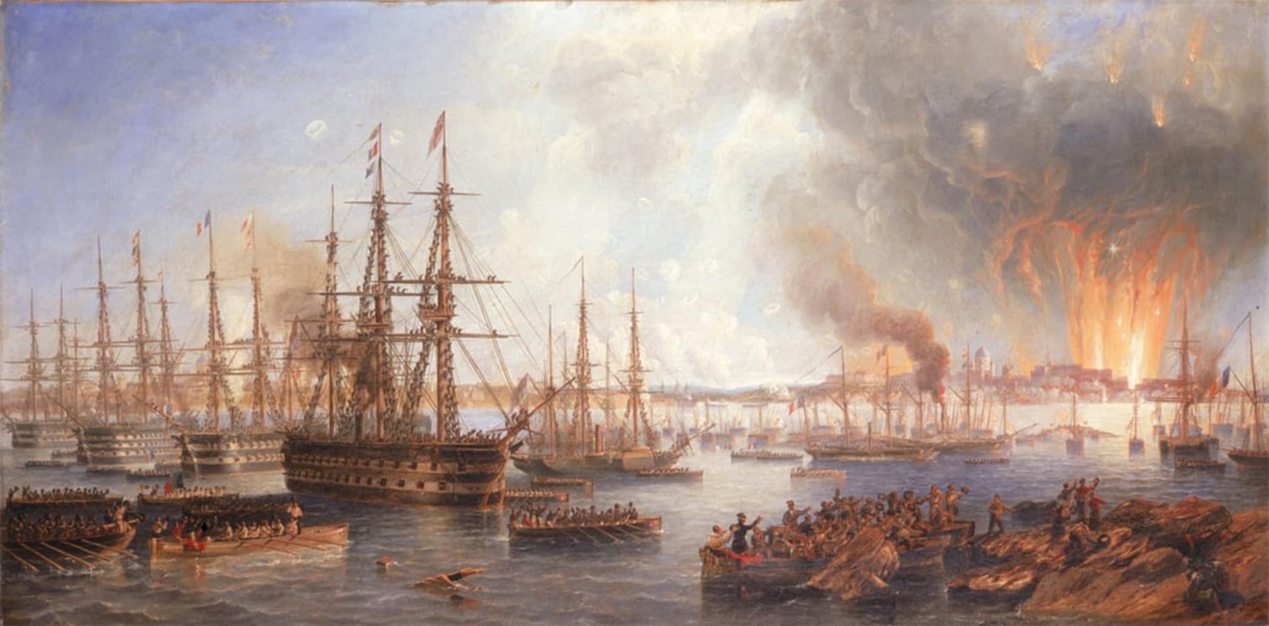 Cuadro lienzo il bombardamento di Sveaborg de Johncarmichael para decoración de salón 60x90cm 5