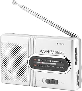 Vikye Portable AM/FM Radio, Small Portable Radio - Built in Speaker, Telescopic Antenna, Standard Earphones Jack, Music Player, Batteries Powered Small Radio