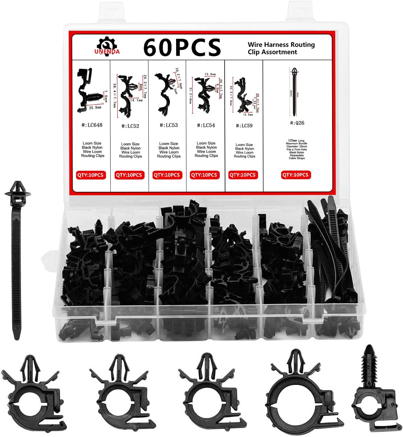 Automotive Car Wire Harness Routing Clip Assortment Kit 60PCS Car