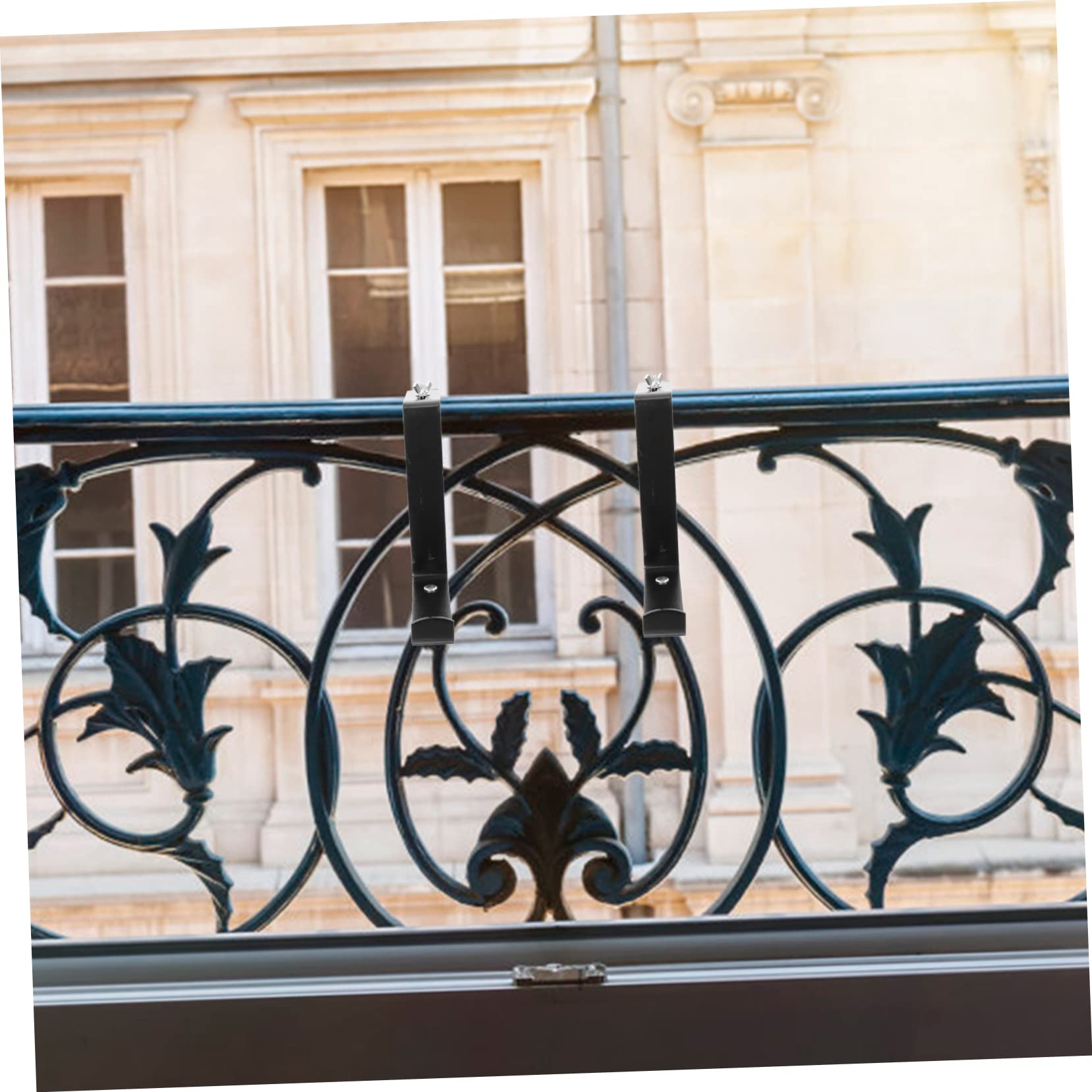 Crochets pour Jardinières Balcon 2 Pièces en Métal Noir Réglables