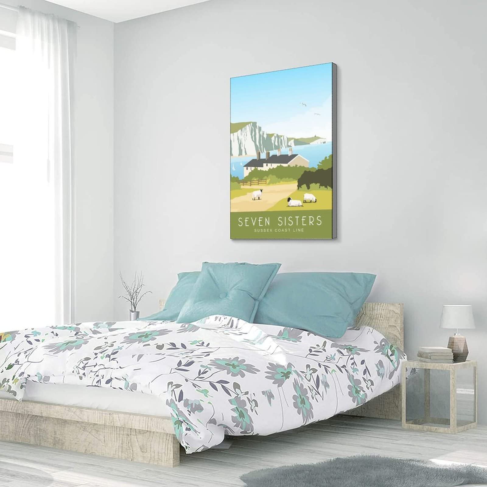 Cartel decorativo de viaje de los acantilados de la costa de Sussex de la vendimia carteles de viaje de la lona del dormitorio moderno del arte del cartel de la pintura de la pintura