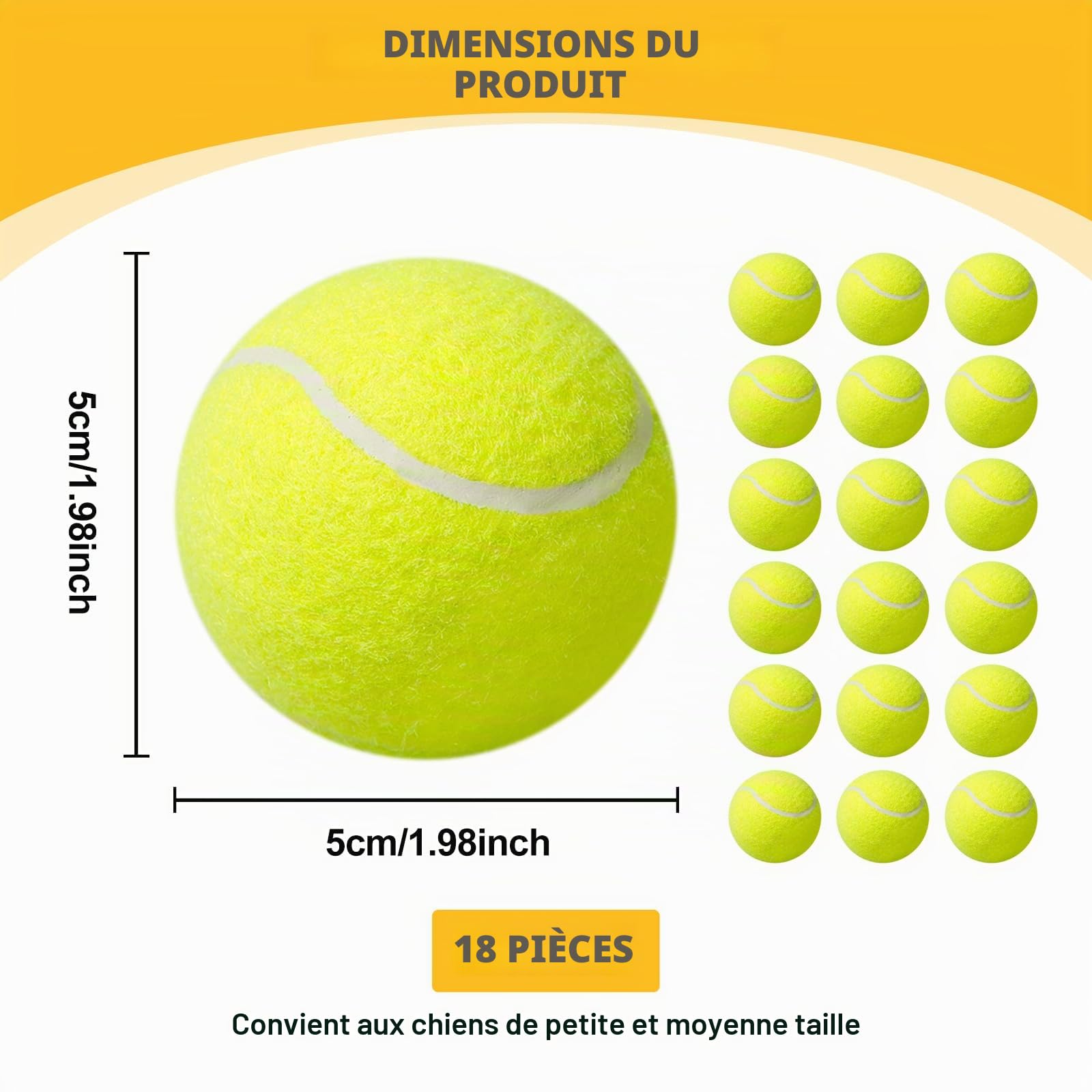 BYZESTY 18 Balles Tennis Chien 5 cm – Mini Balle de Tennis pour Chien, Balles pour Chiens Compatibles Lanceur de Balles, Jouet Chien Élastique