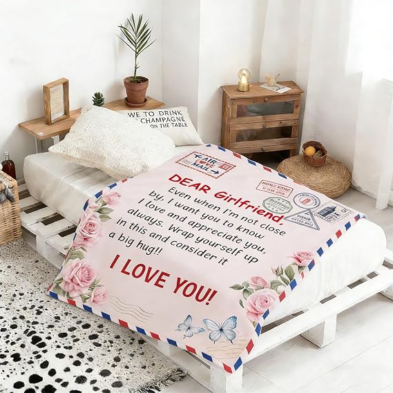 Girlfriend Gift, 50''x60'' Valentines Gifts for Girlfriend, Birthday, Christmas, Anniversary, I Love You Gift for Her, Long Distance Relationship Gift for GF, Soft Blanket for Bed Sofa
