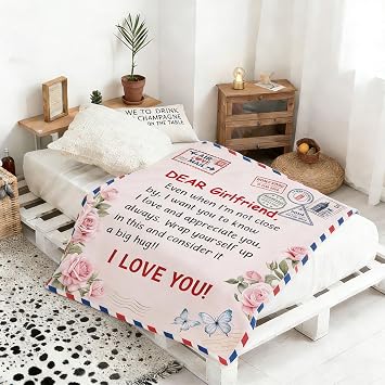 Girlfriend Gift, 50''x60'' Valentines Gifts for Girlfriend, Birthday, Christmas, Anniversary, I Love You Gift for Her, Long Distance Relationship Gift for GF, Soft Blanket for Bed Sofa
