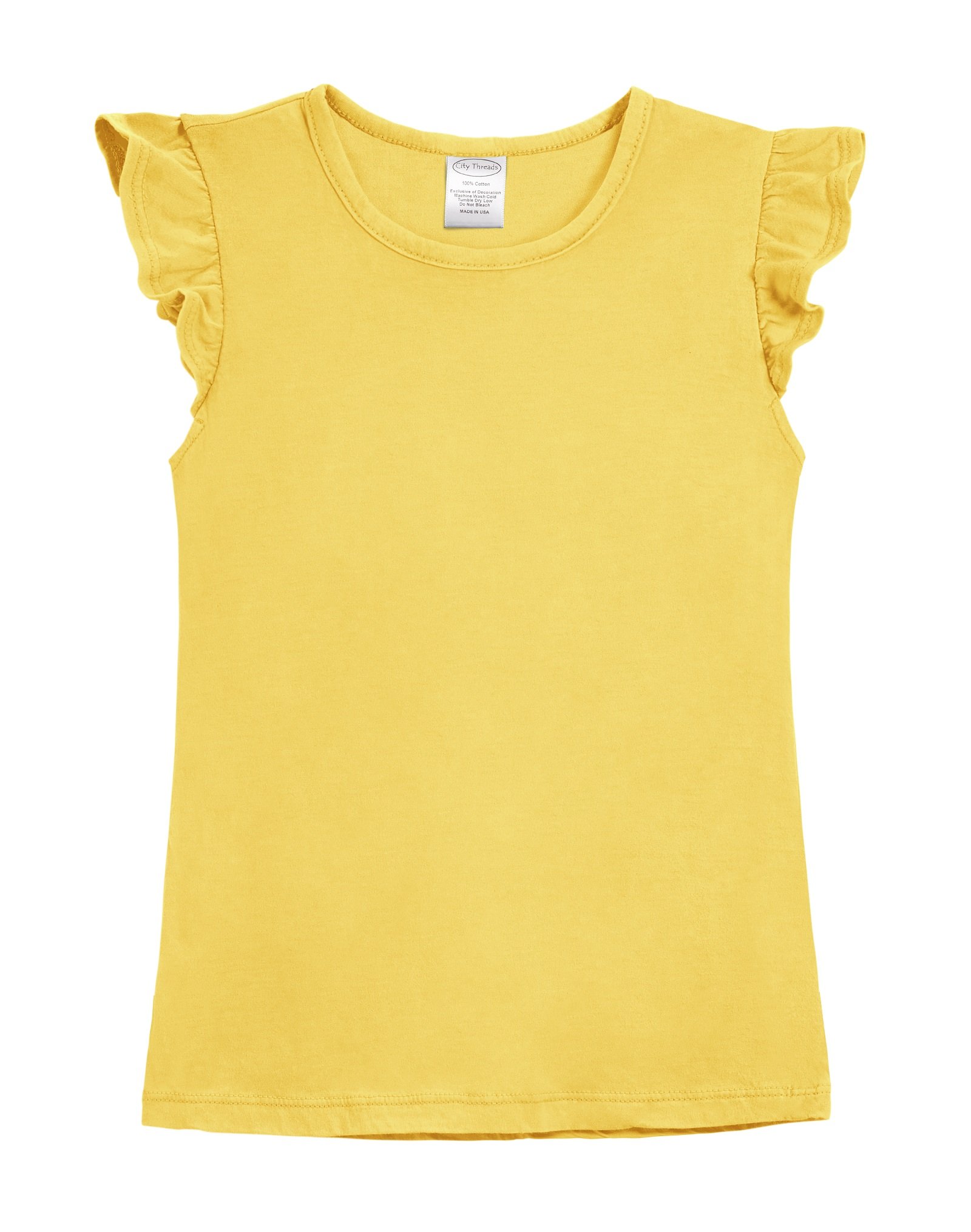 City Threads Girls Cotton Short Flutter Sleeve Ruffle Shirt