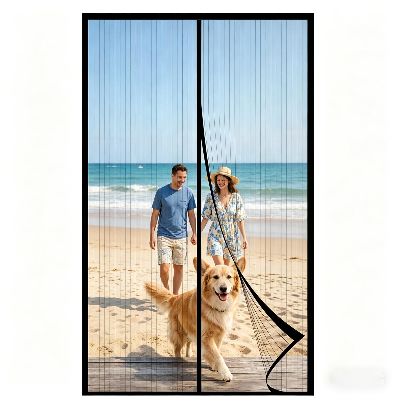 Lihuane Black Magnetic Screen Door 126 X 210 Cm Keep Bugs Out Lets Fresh Air In Patio Curtain Insect Mesh No Drill Installation Automatically Closes For Keeping Out Flies & Bug,