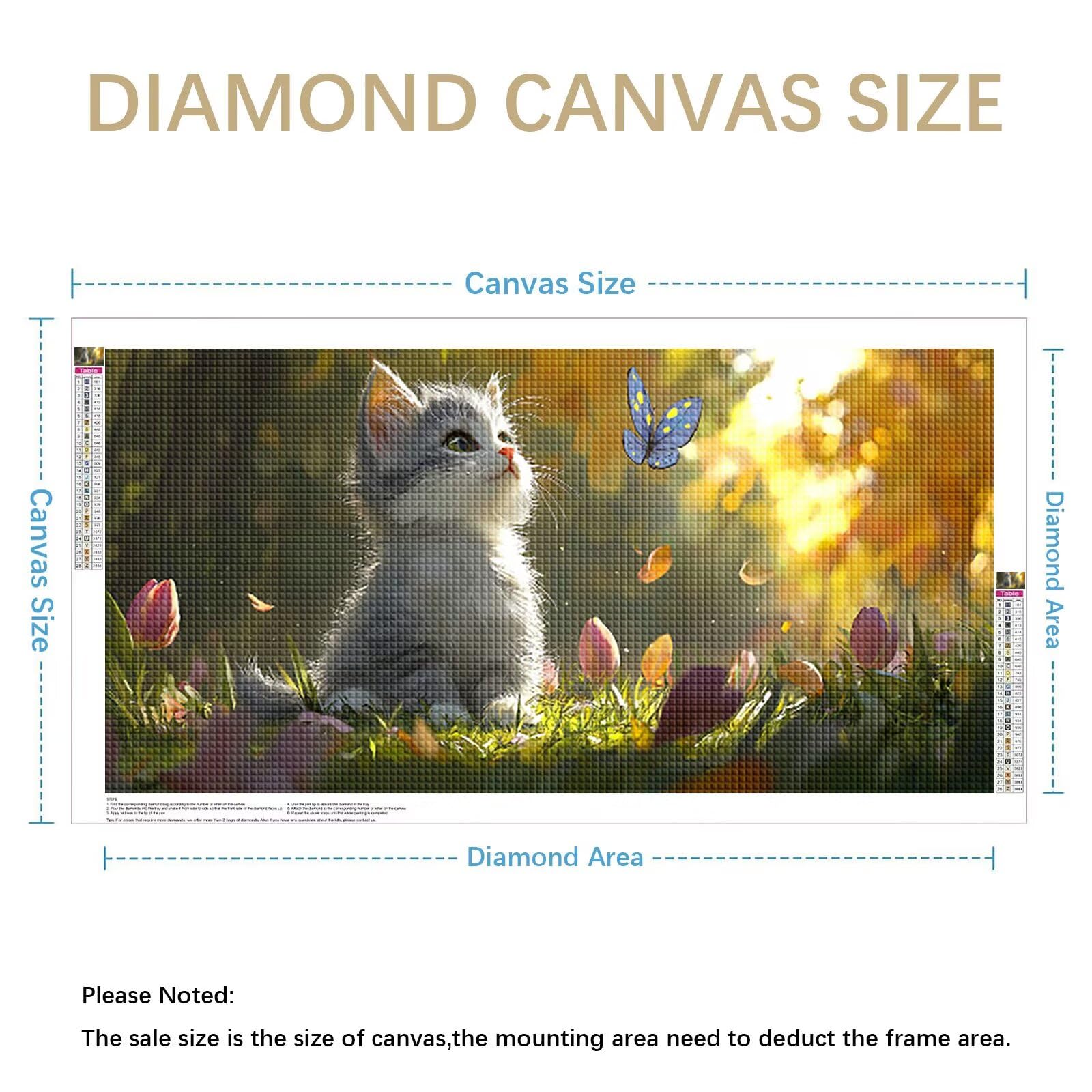 Diamond Painting Adultos Gato Pintura Diamante, Mariposa Diamond Painting 5D Completo, DIY Cuadrado Bordado Punto de Cruz Cuadros de Diamantes Kit para Decoracion Hogar, Regalo Mujer 200x100cm 0J-846
