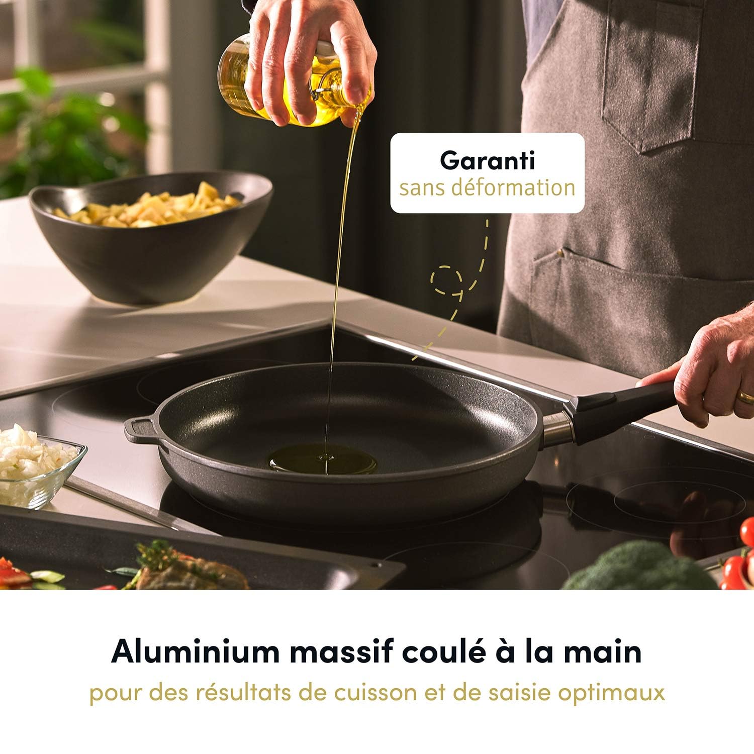 Hoffmann Plat à Four en Fonte d'Aluminium Induction I Plat à Rôtir Rectangulaire 32x24,5x6 cm I Plat à Lasagne Moule à Gratin I Compatible Induction