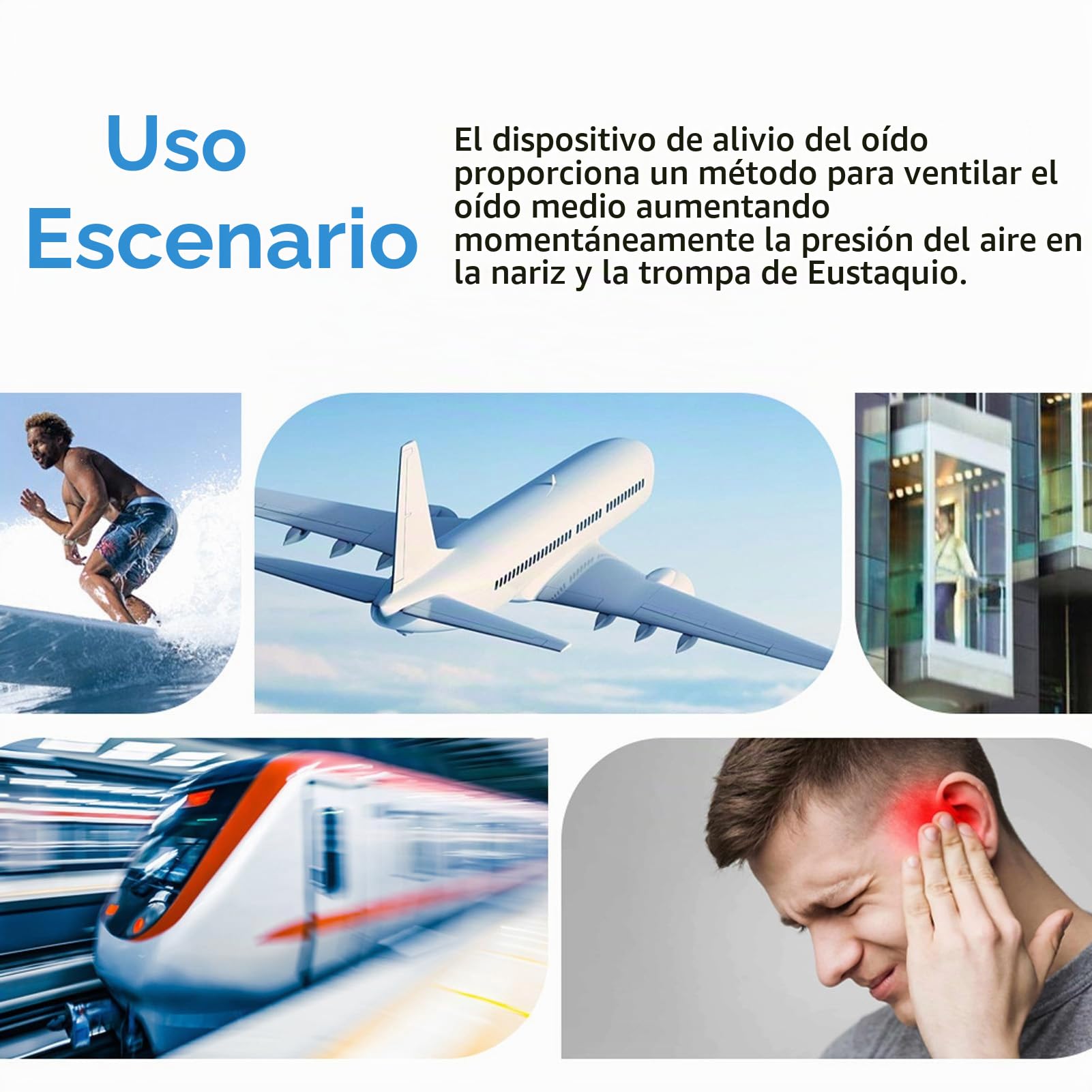 Dispositivo Profesional para Aliviar la Presión del Oído | Alivio del Tinnitus para el Zumbido de Oídos | Desatascador de Trompa de Eustaquio Recargable de 900mAH para Buceo