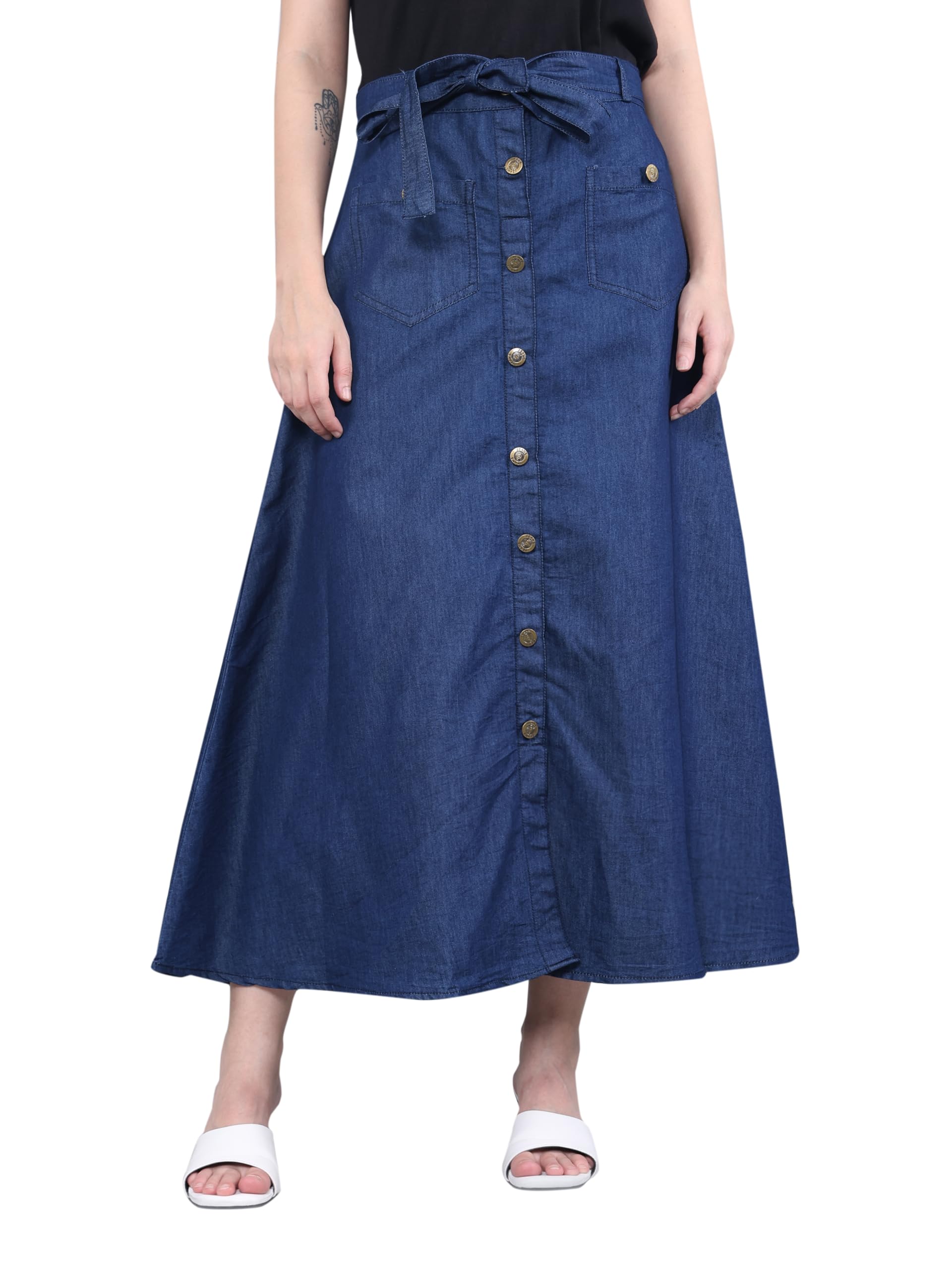 codaisy Women Blue A-line Denim Casual Skirt-picture-33