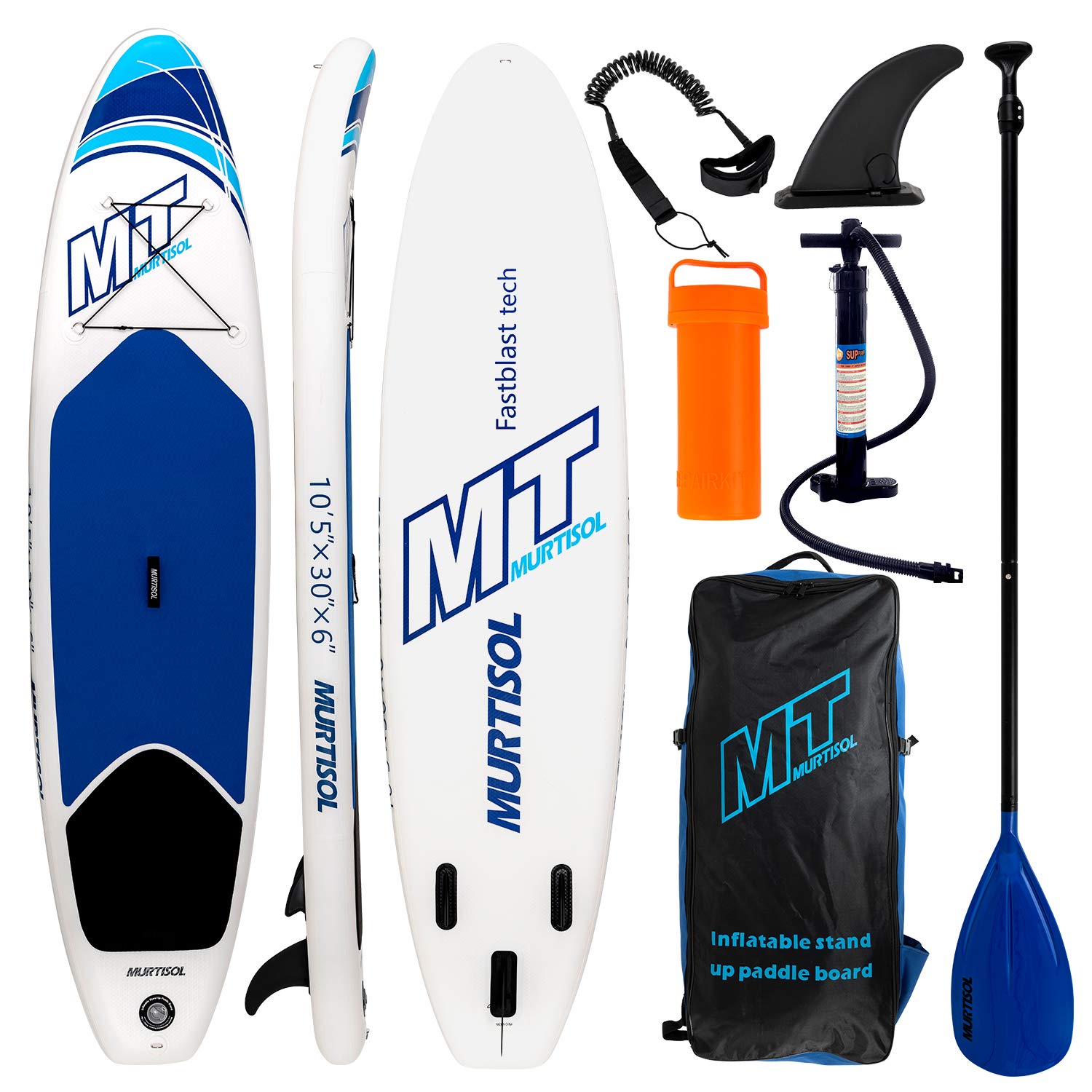 Murtisol 10'5'' Inflatable Stand Up Paddle Board(25 in / 30 in width), Ultra-thick Durable PVC, Non-Slip Deck, Premium SUP Accessories, Dual-Action Pump, Safety Ankle Strap, Adjustable Paddle