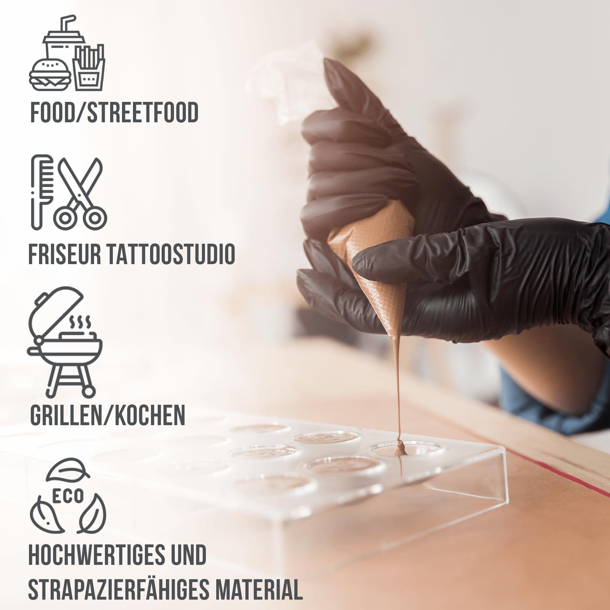 IEA Medical Einweghandschuhe schwarz M, 100 Stück – Nitrilhandschuhe puderfrei, latexfrei & lebensmittelecht | reißfeste Untersuchungshandschuhe (EN 455, EN 374, AQL 1,5) | Einmalhandschuhe
