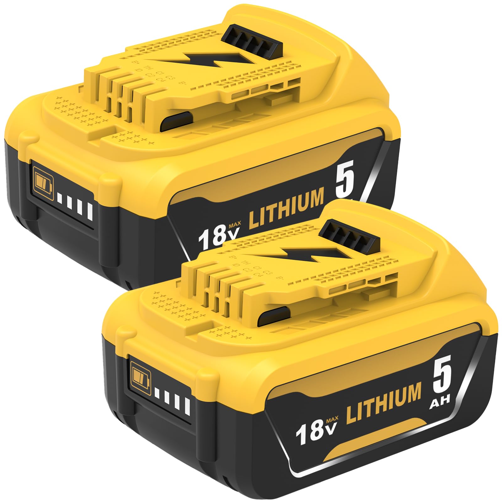 2Pack 18V 5.0Ah Replacement Battery for DeWalt XR DCB184 LED
