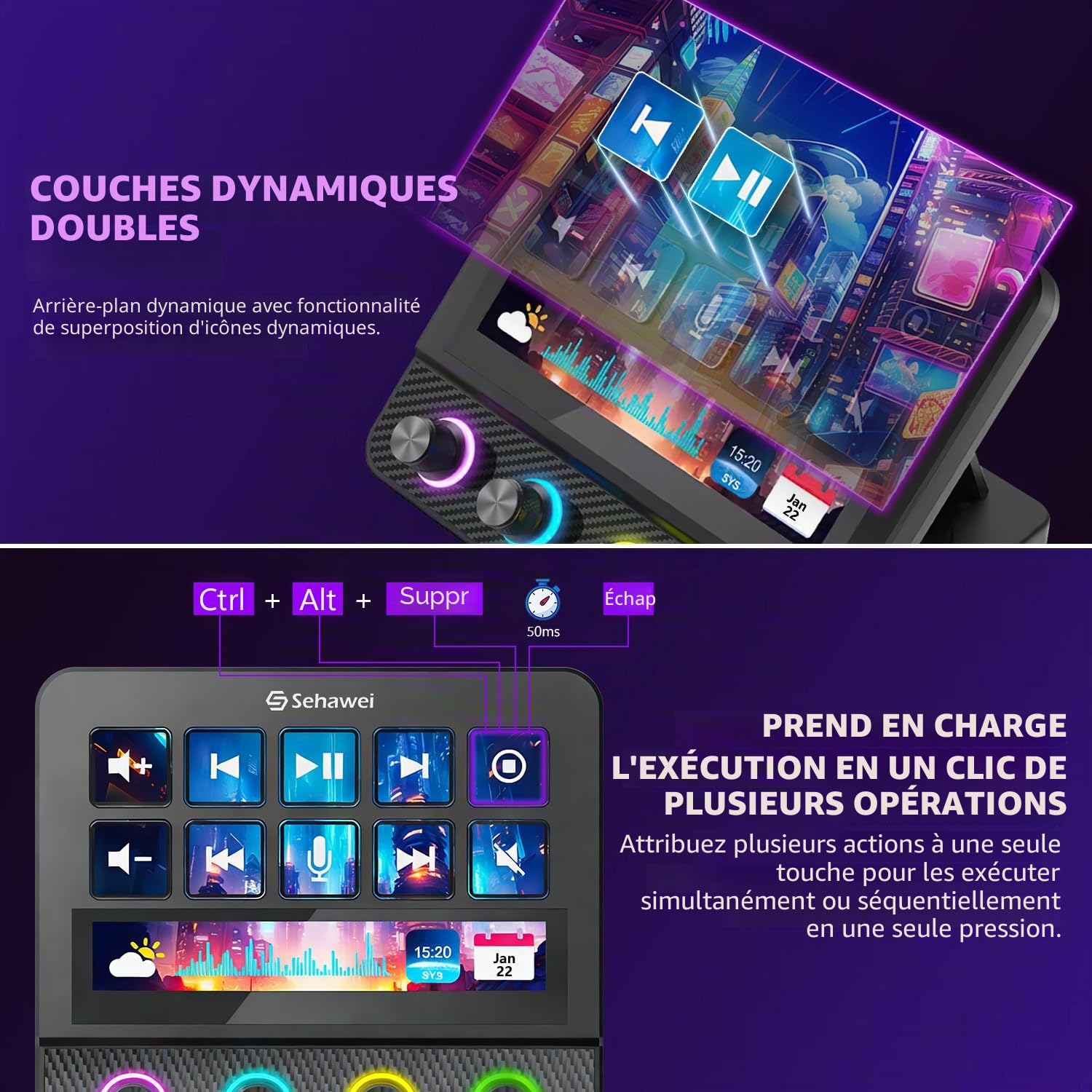 Sehawei Stream Controller Deck pour Mac/PC,Console de mixage