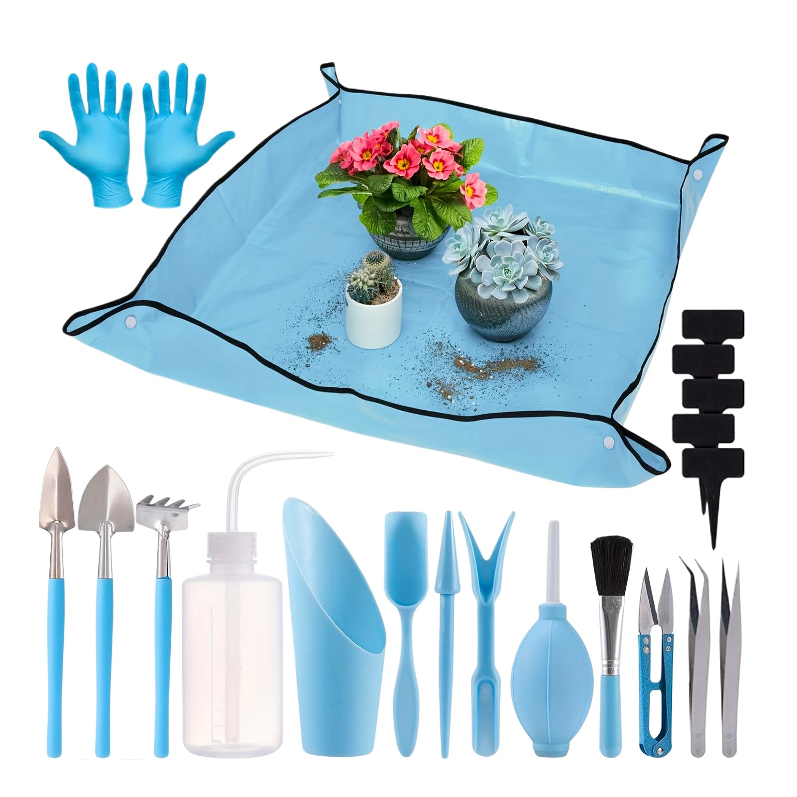 Fournitures d'outils de jardin pour rempotage propre sur balcon et terrasse