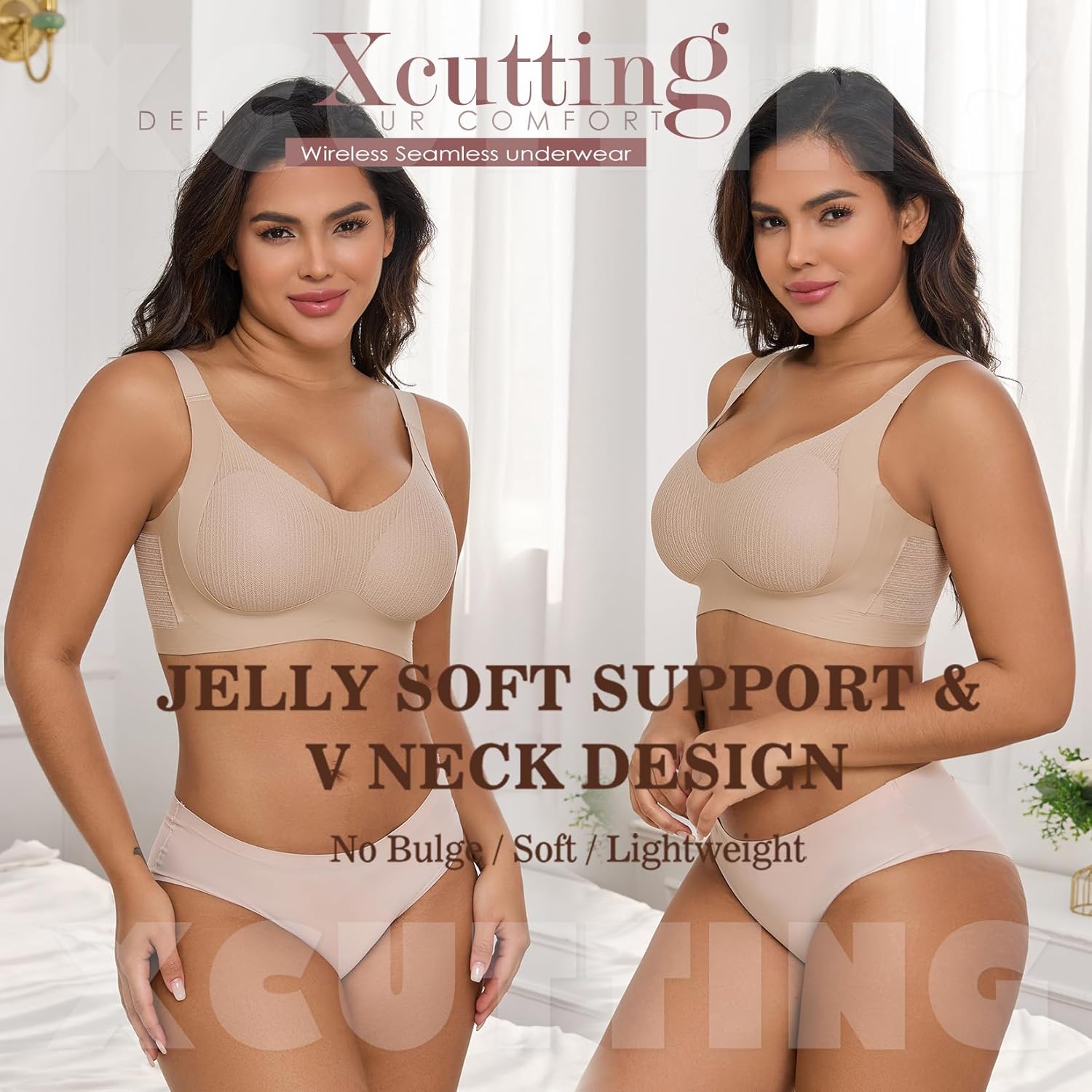 Lace Vertical Stripe Pull Up Bras for Women No Underwire Wireless Seamless Bralette Comfort Supportive Full Coverage - Image 5