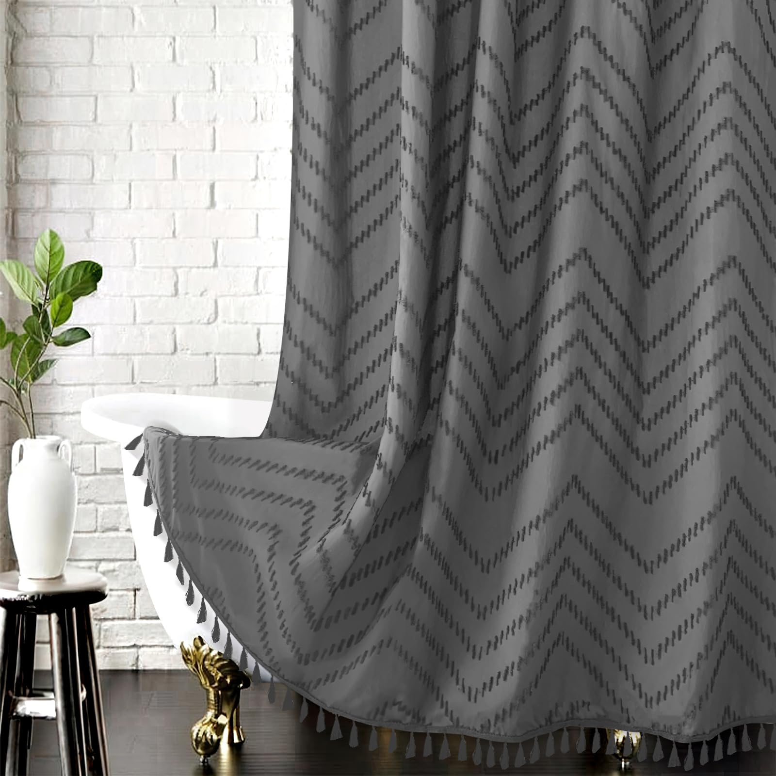 Grey Chevron Shower Curtains