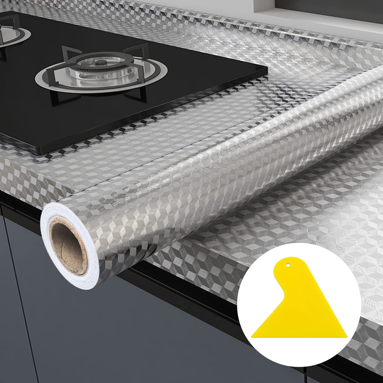 DAYONG Stickers Wallpaper of Kitchen Backsplash,Self Adhesive Kitchen Waterproof and Oil Proof Stickers,Cooktop Sticker For Cabinet Countertops and Drawer Liner Shelves(0.6m*5m)