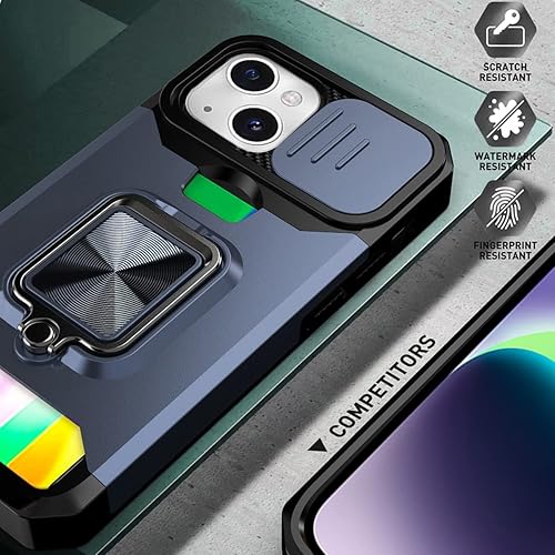 Miniatura 6 de NKECXKJ Funda para iPhone 14 Max con protector de pantalla, soporte para tarjetas, soporte para soporte, resistente, delgada, a prueba de golpes,
