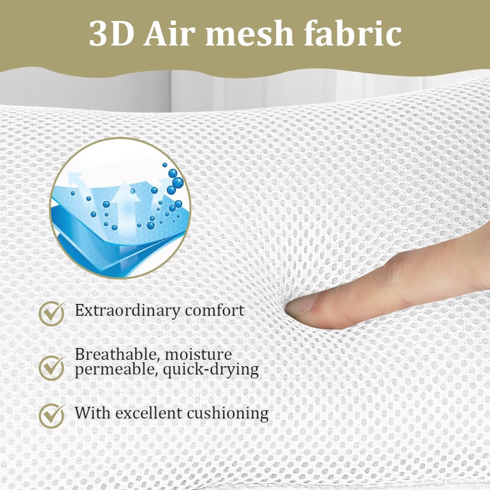 Oreiller de Bain, Oreiller de Bain Ergonomique 3D avec Ventouses Antidérapantes et 1 Boule de Bain, Coussin Baignoire pour Relaxation Optimale du Cou, Blanc(A)