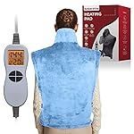 Ambershine 26x35 XXXL King Size Neck& Shoulder& Back Heating Pad with 12 Temperature Settings& 4 Auto-Off Countdown Timers, Pain Relief for Back/Neck/Shoulder, Christmas gift for mom dad(Light Blue)